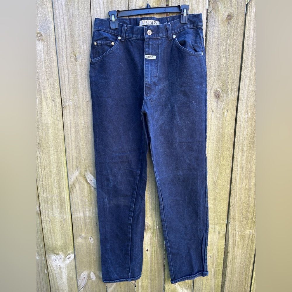 Boss Vintage 90s Wide Leg Jeans Like Jnco In Dark Wash Size 29 x 33 Tapered